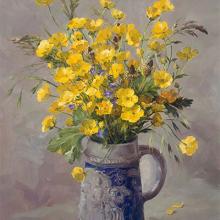 Buttercups - wild flower blank greetings card by Anne Cotterill